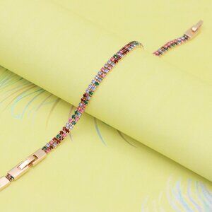 "Rainbow Zircon Tennis Bracelet in Rose Gold Finish, XPBL0808